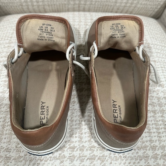 Sperry Boys Brown Canvas Casual Sneakers Size 4.5 - Picture 8 of 9